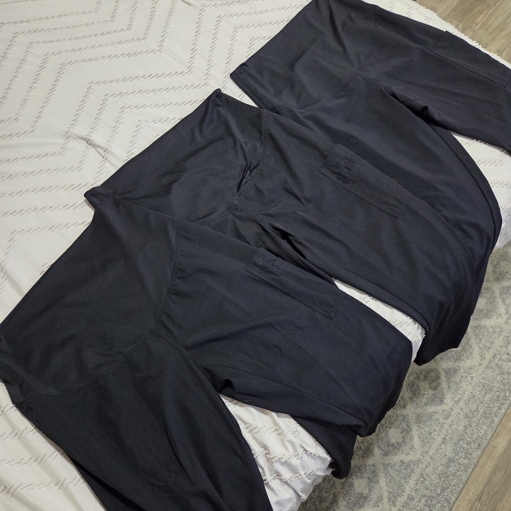 Set of 3 Med Couture Black Maternity Scrub Pants